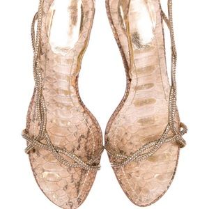 Rene Caovilla Snakeskin Slingback Sandals